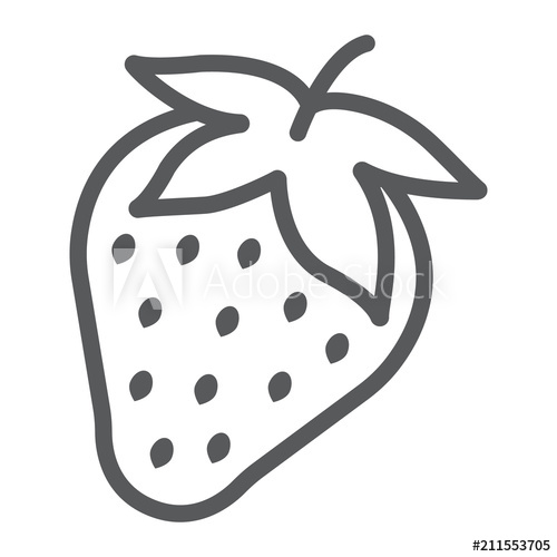 500x500 strawberry line icon, fruit and vitamin, berry sign, vector