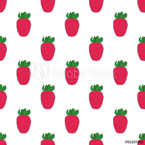 500x500 Strawberry Seamless Pattern With Berries Real Outline Drawing