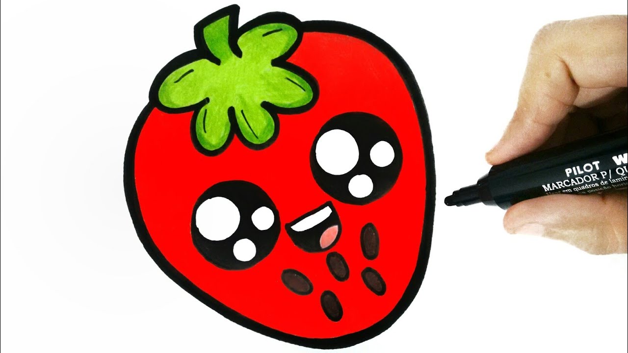 1280x720 Drawing And Coloring A Cute Strawberry Step