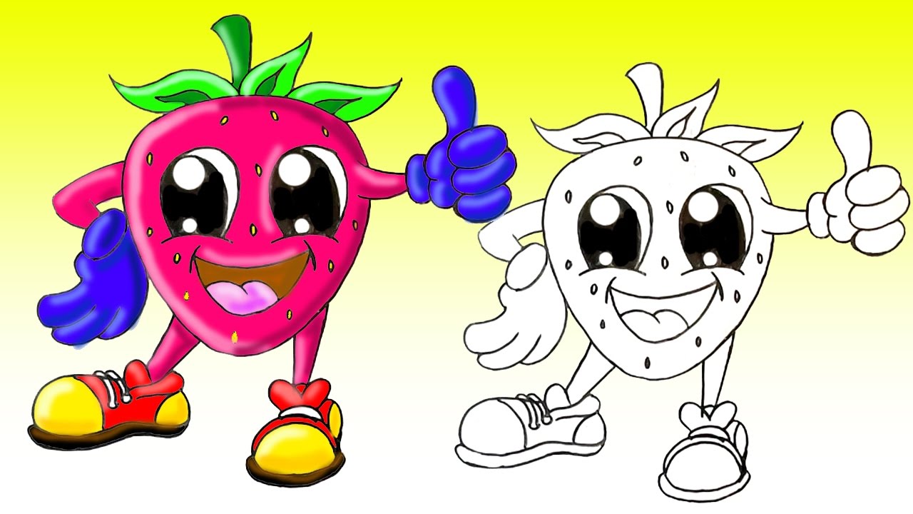 1280x720 How To Draw A Cute Cartoon Strawberry Easy Fun To Draw For Kids
