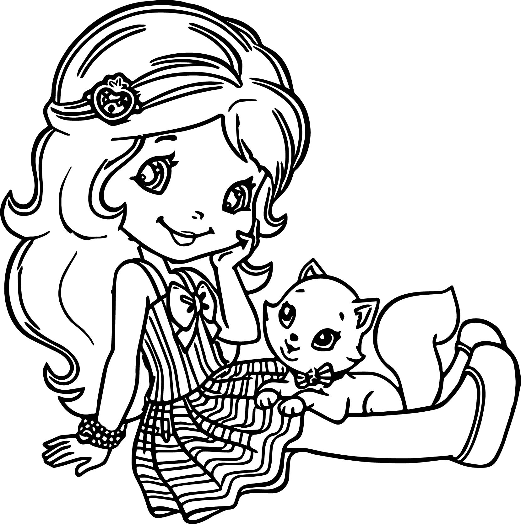 1659x1670 Strawberry Shortcake And Cat Coloring