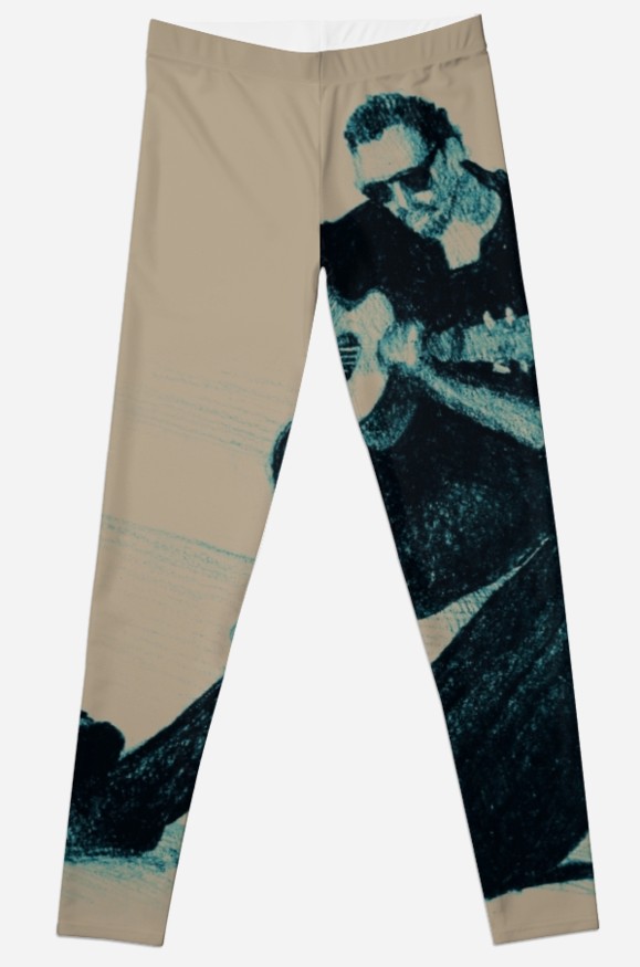 579x875 Guitarist Playing On The Street Drawing Illustration Leggings