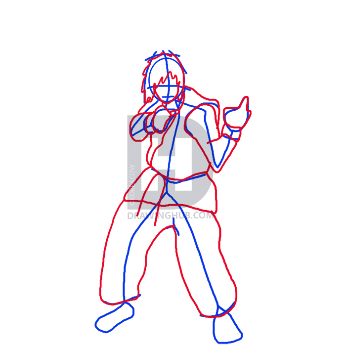700x700 How To Draw Ken From Street Fighter, Step