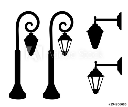 500x417 Silhouette Of Vintage Streetlights Vector Retro Street Lamp