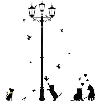 355x355 Sungpunet Diy Wall Sticker Lamp Cat Bird Removable Drawing Room