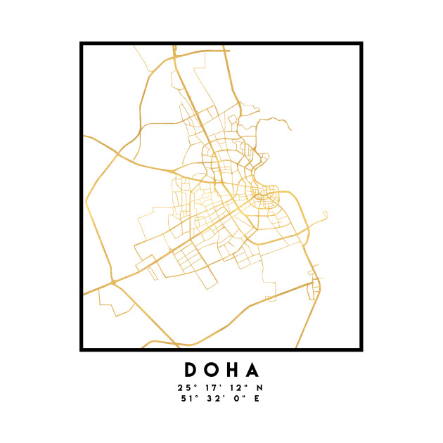 630x630 Doha Qatar City Street Map Art