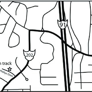 320x320 Street Map Showing The Location Of The Gary Gaulin Dinosaur Track