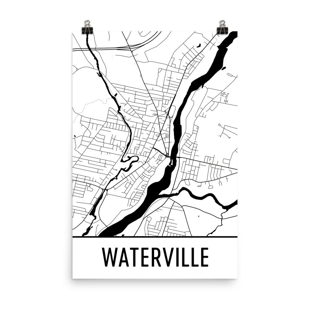 1000x1000 Waterville Map Waterville Me Art Waterville Print Etsy