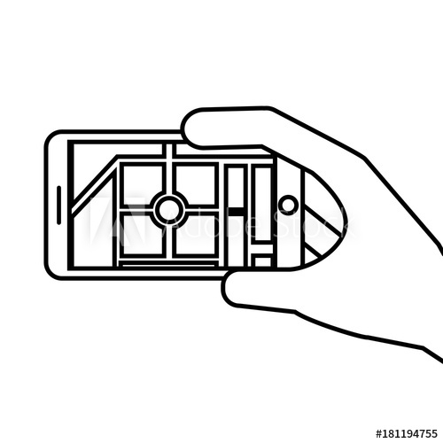 500x500 Hand Holding Smartphone Gps Navigation Map Route Street City