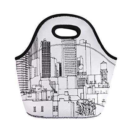425x425 Semtomn Lunch Tote Bag Scene Street Ink Line Sketch