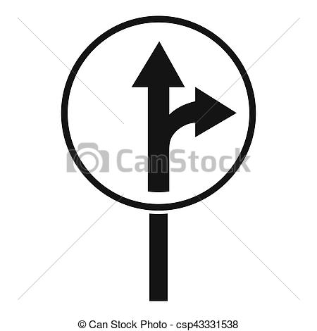 450x470 Straight Or Right Turn Ahead Road Sign Icon Simple Drawings