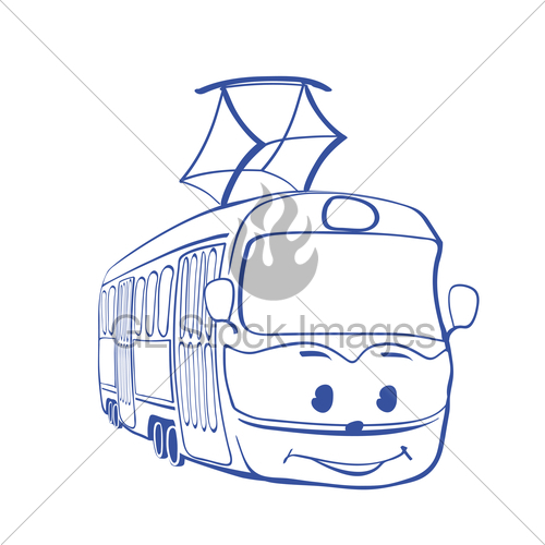 500x500 Tramway Drawing, Smiley Tramway Cartoon Gl Stock Images