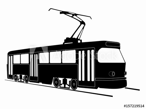 500x375 silhouette of tram vector drawing