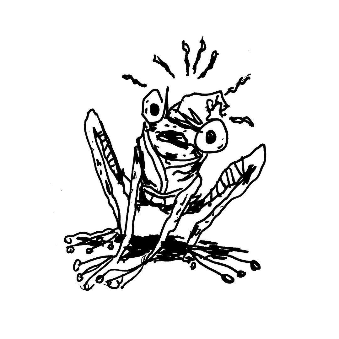 1080x1080 brandon james scott drawing frog squires on my streetcar ride