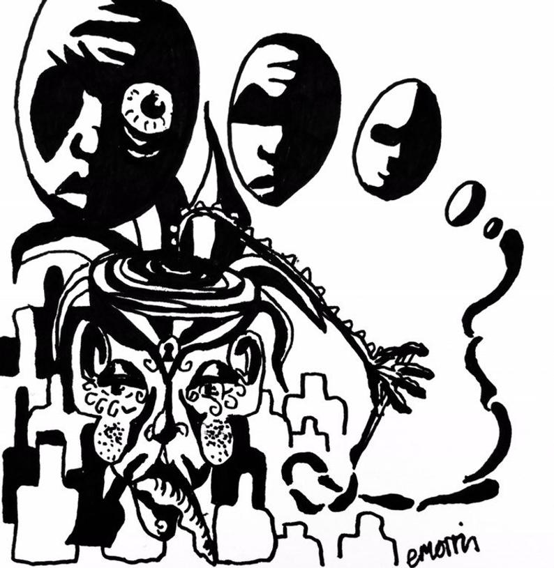 794x815 Stretch Delicate Black Line Drawing Creepy Abstract Etsy