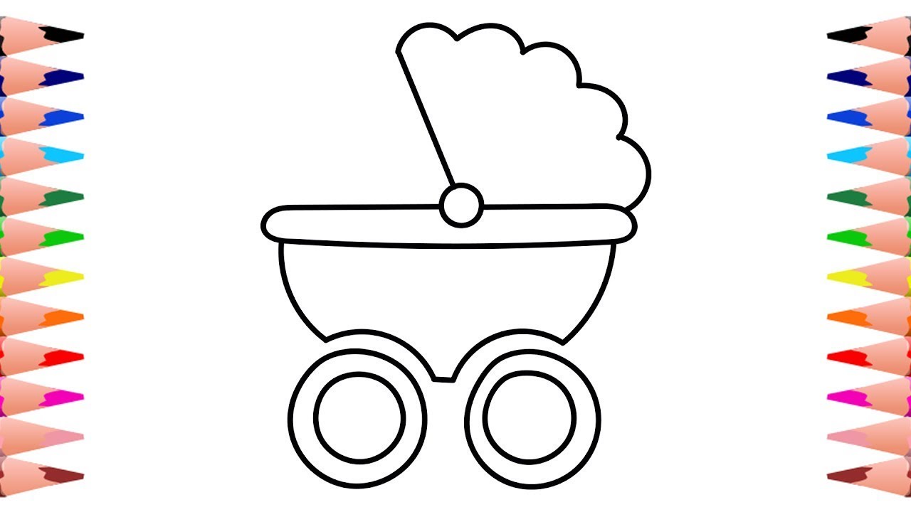 1280x720 Colours For Kids And Drawing Animation How To Draw Stroller