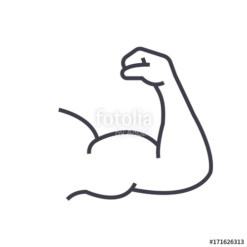 500x500 Strong Arm, Bodybuilding Flat Line Illustration, Concept Vector