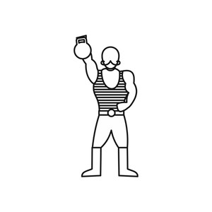 300x300 Vintage Circus Strong Man Icon In Outline Style Isolated On White