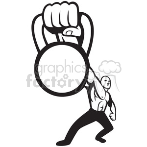 300x300 Black And White Kettle Bell Hand Strong Man Clipart Royalty Free