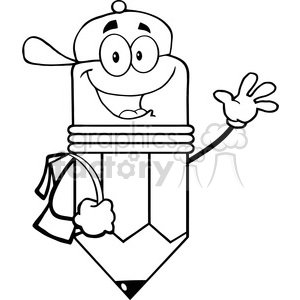 300x300 Royalty Free Clip Art Happy Pencil Student Going To School