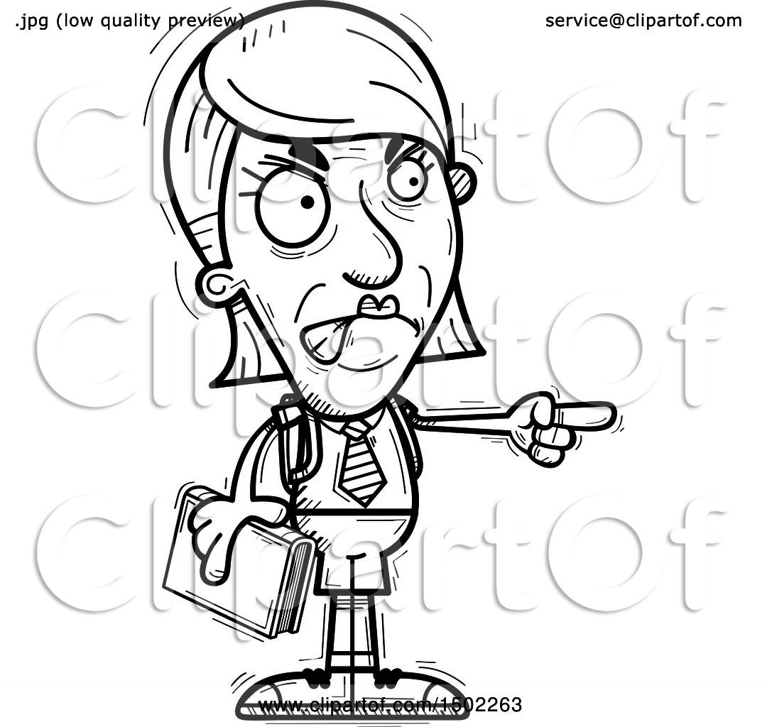 1080x1024 Clipart Of A Black And White Mad Pointing Senior Female College