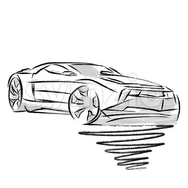 620x620 Modern Sports Car Drawing Study Vector Illustration