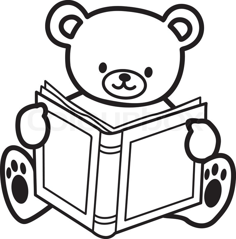 790x800 Teddy Bearreading Book Vector Stock Vector Colourbox