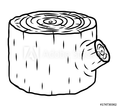 500x455 Wood Stump Cartoon Vector And Illustration, Black And White