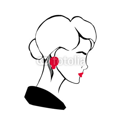 400x400 Hand Drawn Profile Portrait Of Stylish Young Lady Stylized
