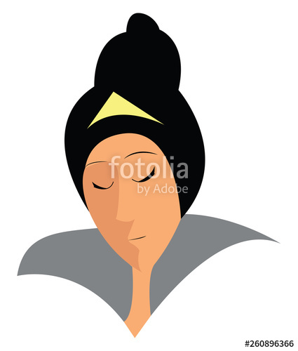 425x500 A Young Lady Dressed In High Collar Robe And A Stylish Head