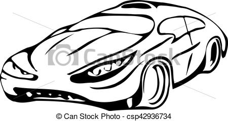 450x240 The Sketch Is Stylish Car Vector Illustration In Style Of Pencil