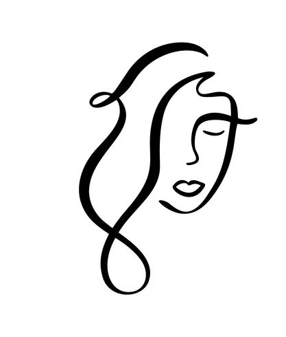 417x490 Continuous Line, Drawing Of Woman Face, Fashion Minimalist Concept