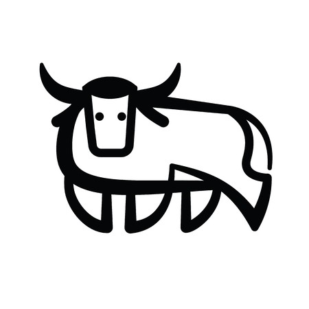 450x450 Linear Stylized Drawing Of Bull Ox Or Cow