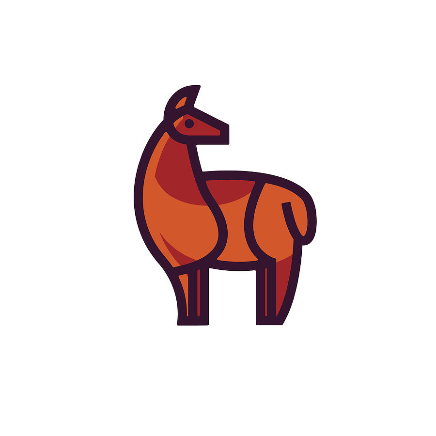 900x900 Color Stylized Drawing Of Llama