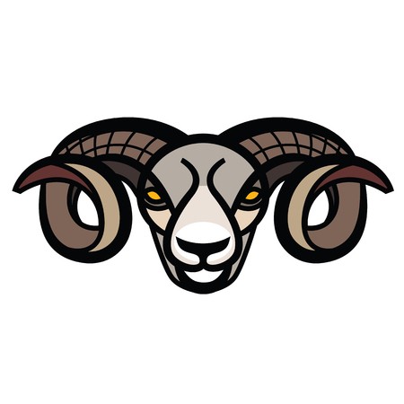 450x450 Color Stylized Drawing Head Of Horned Powerful Ram Royalty Free