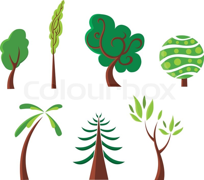 800x707 Stylized Trees Set Stock Vector Colourbox