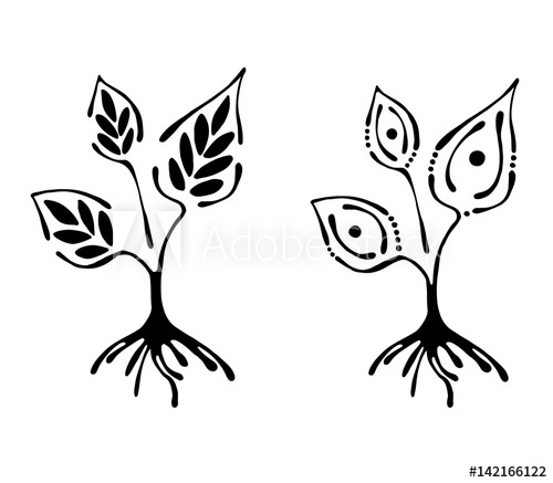 500x437 Vector Set Of Hand Drawn Illustration, Decorative Ornamental