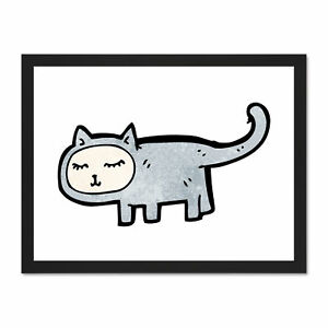 300x300 Painting Drawing Cartoon Cat Kitten Blue Kids Children Art Large
