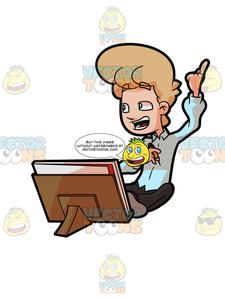 225x300 A Man Jubilantly Lights Up After Thinking Of A Subject To Draw