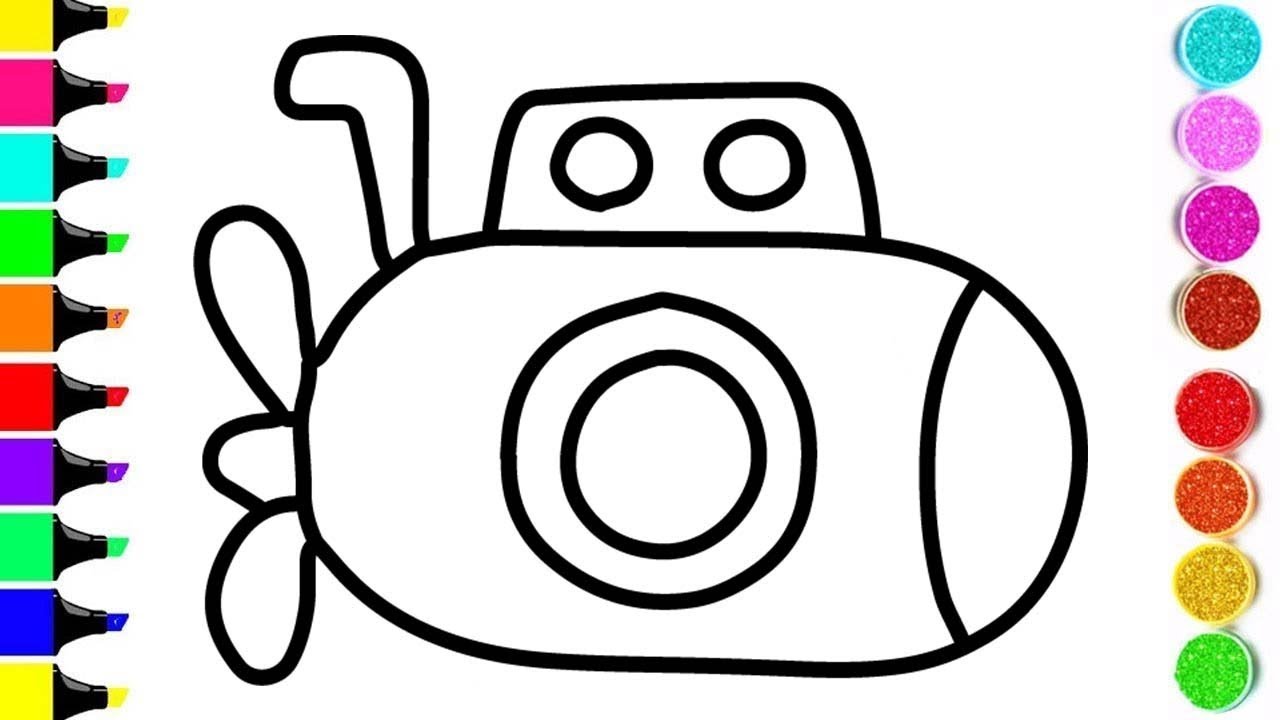 1280x720 submarine drawing and coloring for kids ! submarine coloring