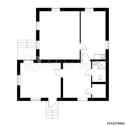 500x500 Black And White Floor Plan Of A Modern Unfurnished Apartment