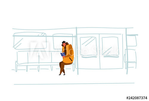 500x339 Casual Man Subway Passenger Sitting Metro Train Reading Book