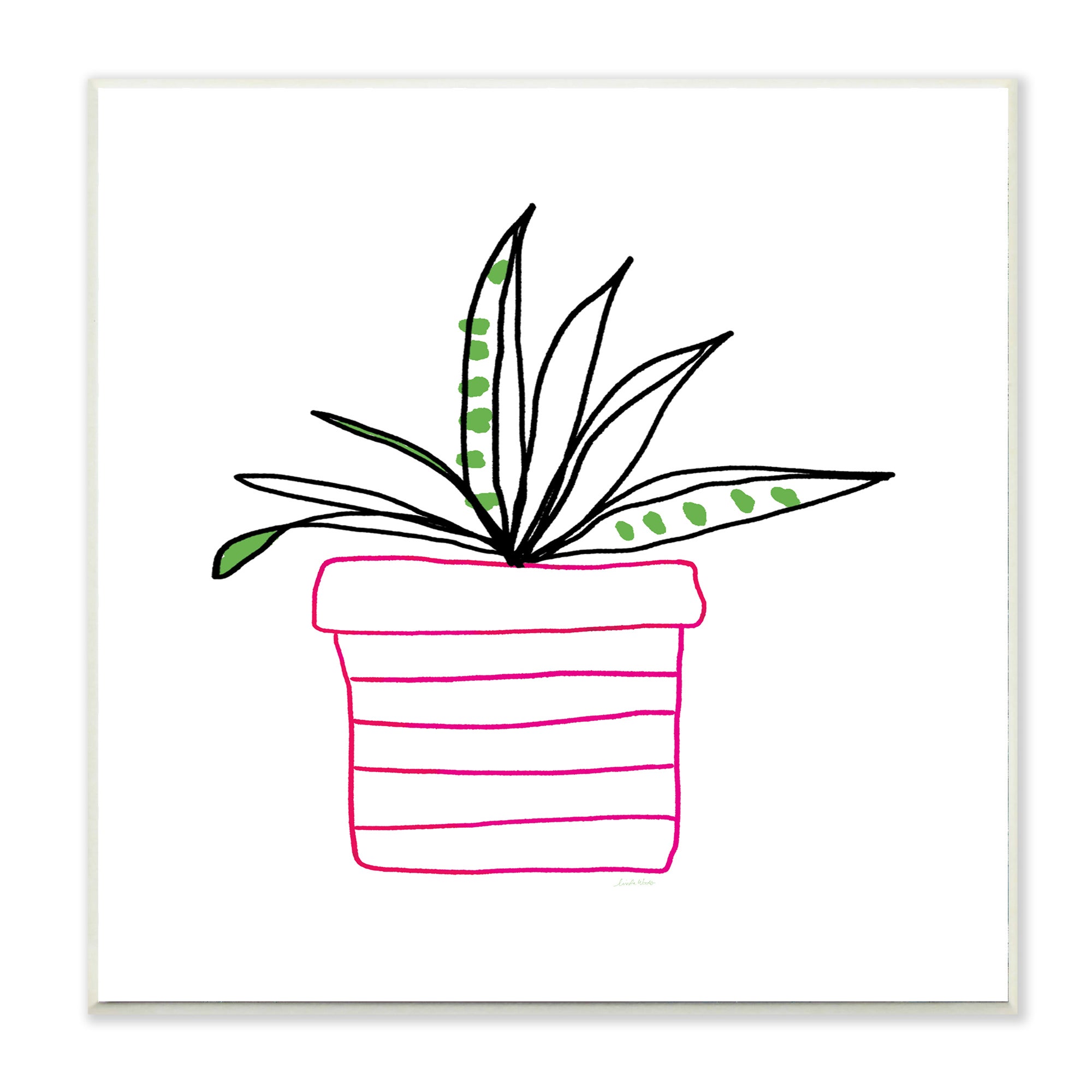 2000x2000 Shop Pink Pot Succulent Line Drawing Wall Plaque Art