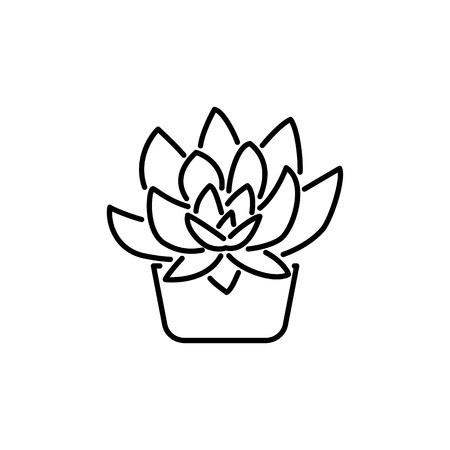 450x450 Black White Vector Illustration Of Succulent In Pot Decorative