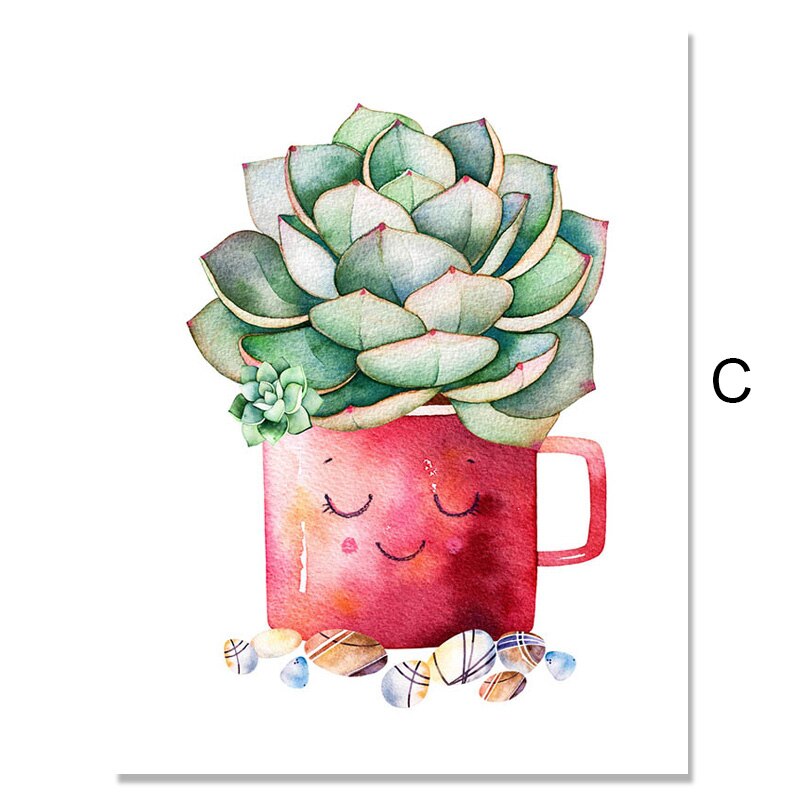 800x800 Succulent Plants Wall Art Canvas Painting Flowers Potted Plant