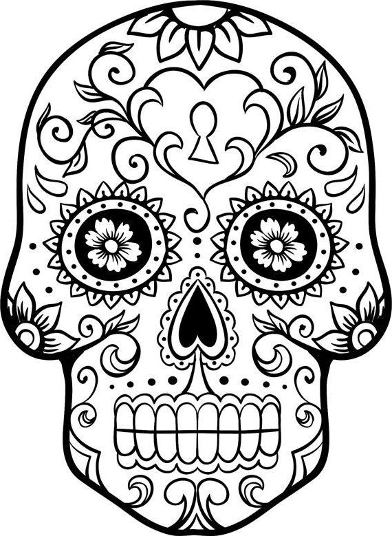 570x779 How To Draw A Sugar Skull Woman Sugar Skull Drawing Template