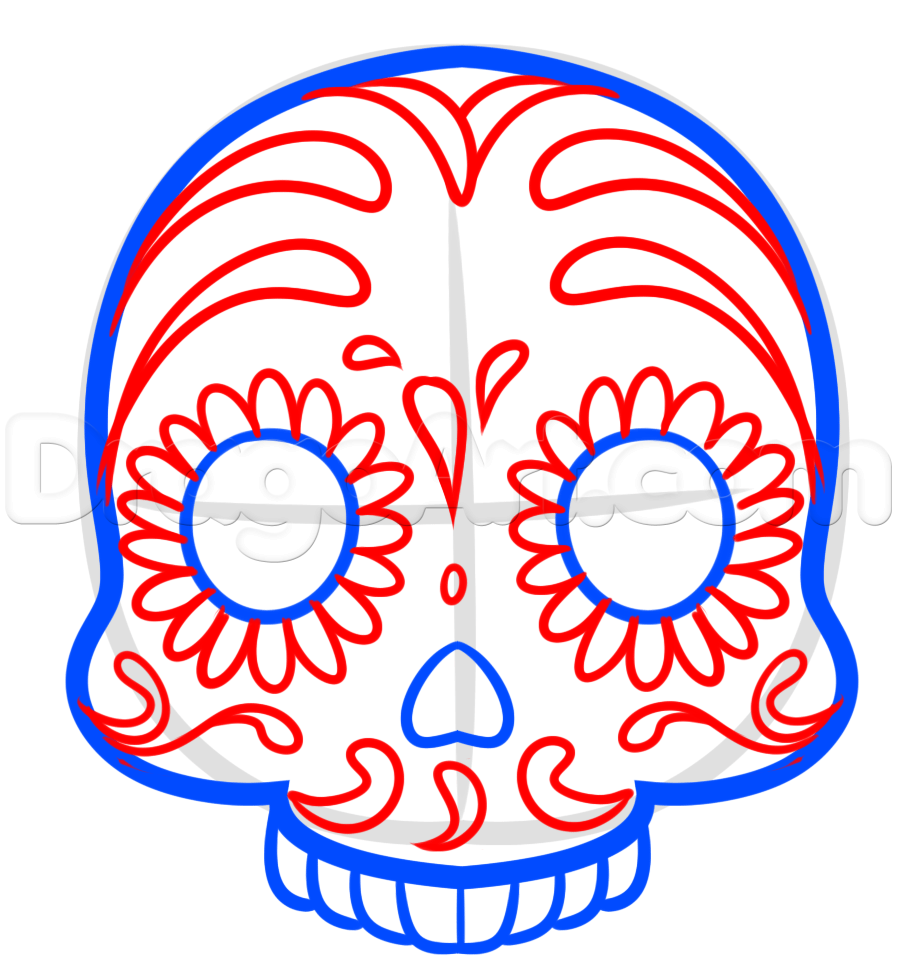 897x973 How To Draw A Sugar Skull Emoji, Step