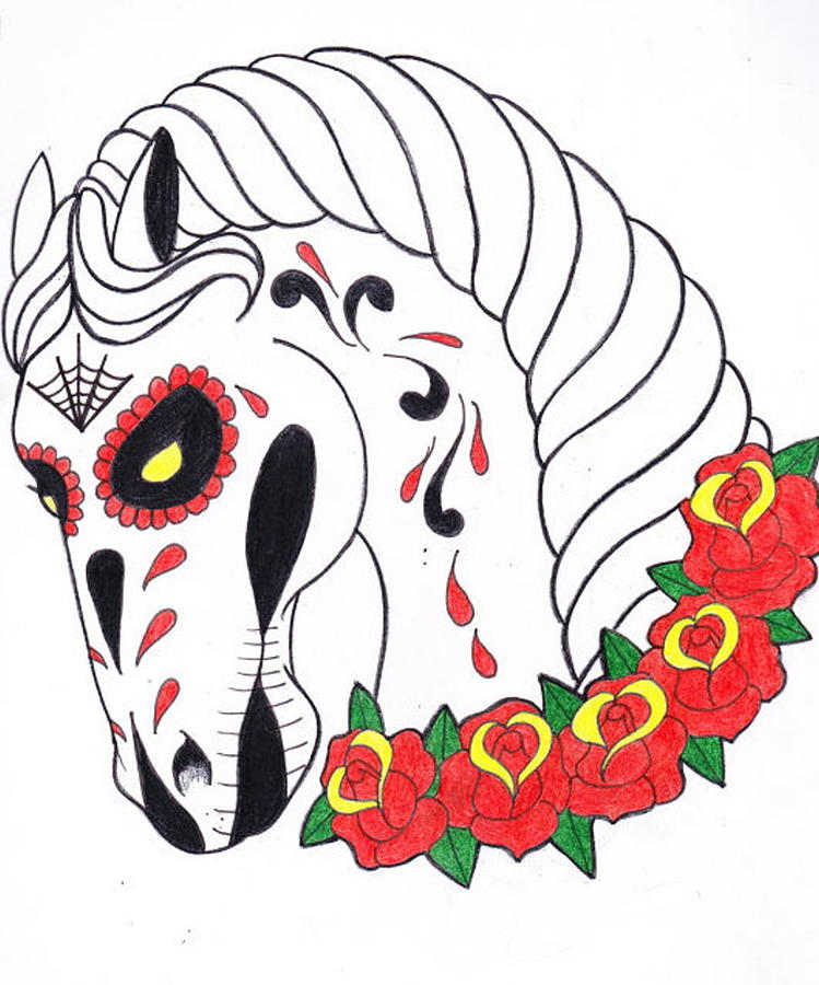 749x900 Day Of The Dead Horse Drawing