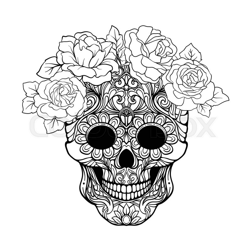 800x800 Sugar Skull With Decorative Pattern Stock Vector Colourbox