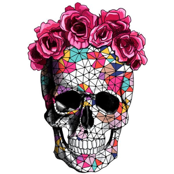 600x600 Geometrics Sugar Skull With Rose Floral Crown Temporary Tattoo